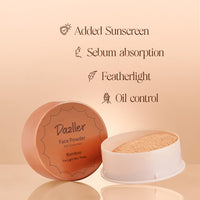 DAZLLER Loose Compact Powder, For Setting Makeup, Featherlight Sheer Finish, Oil-Control, Added Sunscreen For All Skin Types, 30G-Coffee, Beige