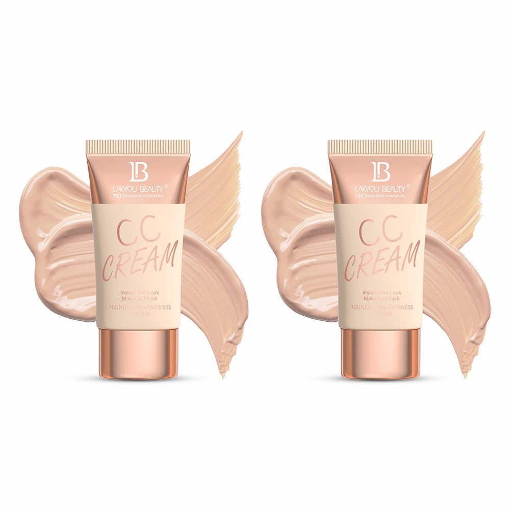Lakyou Beauty CC Cream Instant Fair Look | Waterproof | Makeup Like Finish | Long Lasting | Shade-03(Natural Beige) | 120g | Pack Of 2
