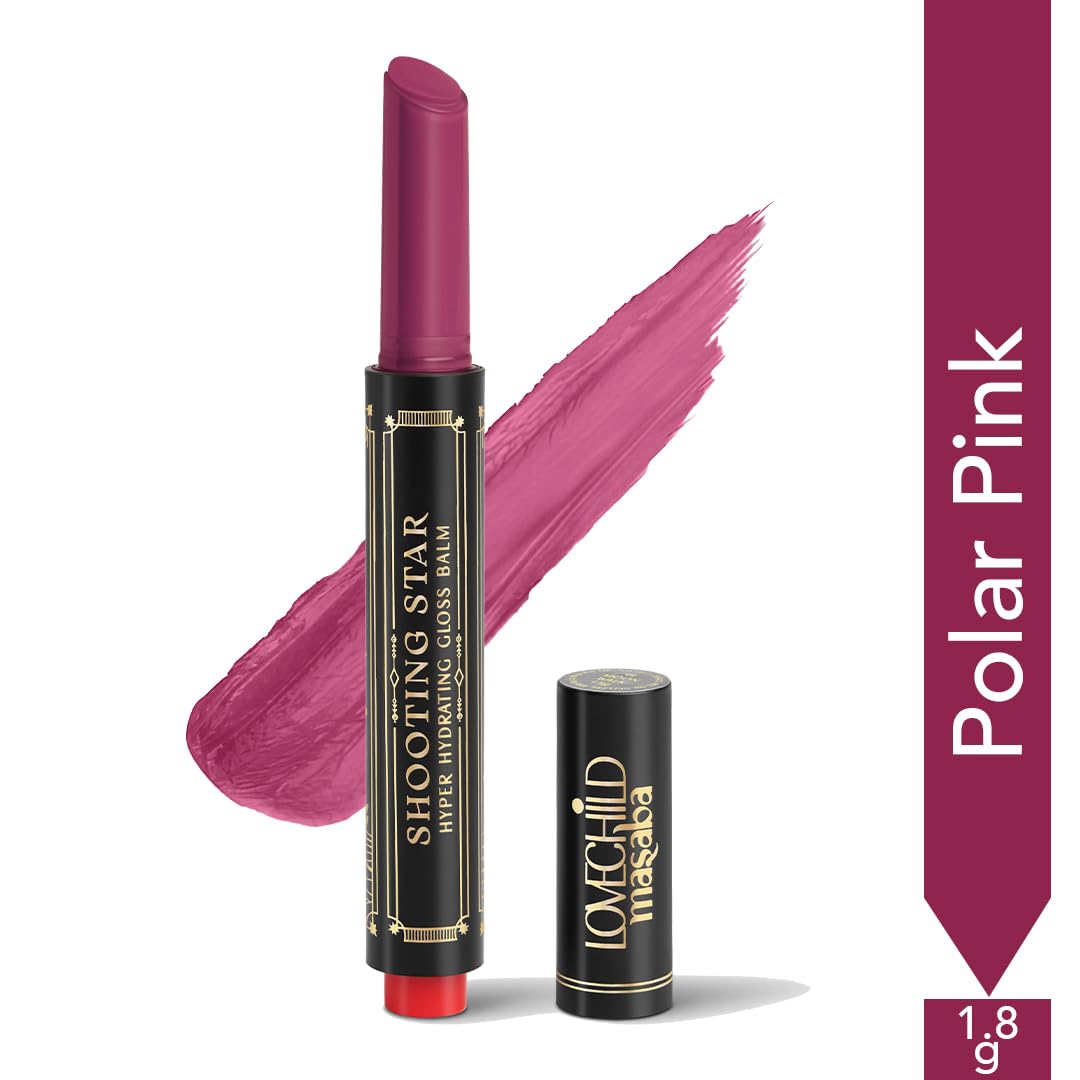 LoveChild Masaba Hyper Hydrating Gloss Balm Stick (Mauve) | 3-in-1 Plumping Lip Gloss Stick For High Shine | Enriched with Peptide, Squalene & Jojoba For Hydration | Polar Pink, 1.8g