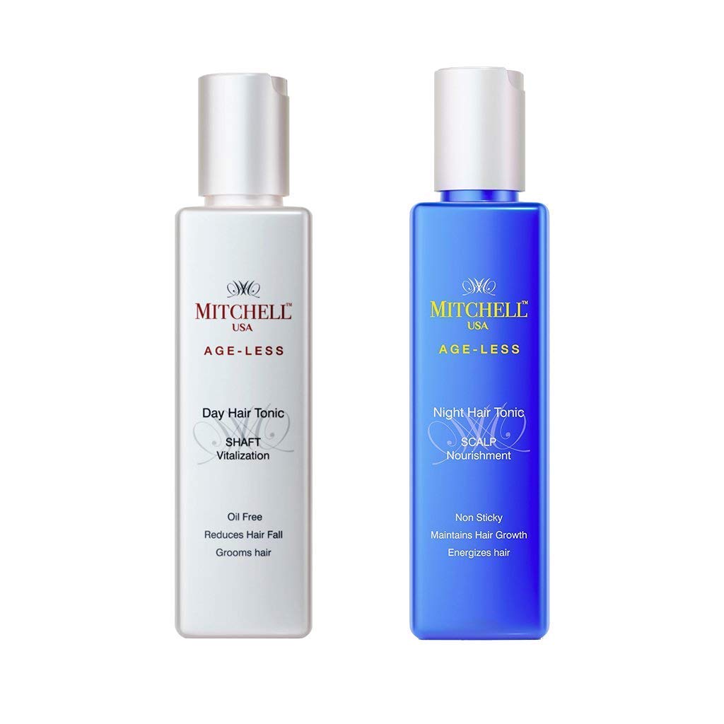 Mitchell USA Day & Night Hair Tonic | Reduces Hair Fall & Maintains Growth | Reduce Frizz And Provides Sun Protection | Lotus Seed Extracts, Argan Oil And Wheat Germ Oil | For Unisex | 100Ml + 100Ml