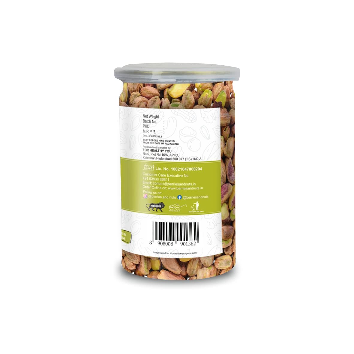 Berries And Nuts Premium Size Plain Pista Kernels | Pistachios without Shell, Unsalted Pista | 600 Grams | 3 Bottle of 200 Grams