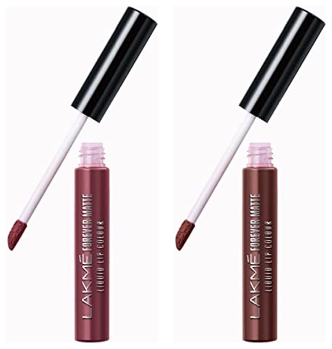Lakmé Forever Matte Liquid Lip Colour, Mauve Party, 5.6ml & Lakmé Forever Matte Liquid Lip Colour, Brown Espresso, 5.6 ml