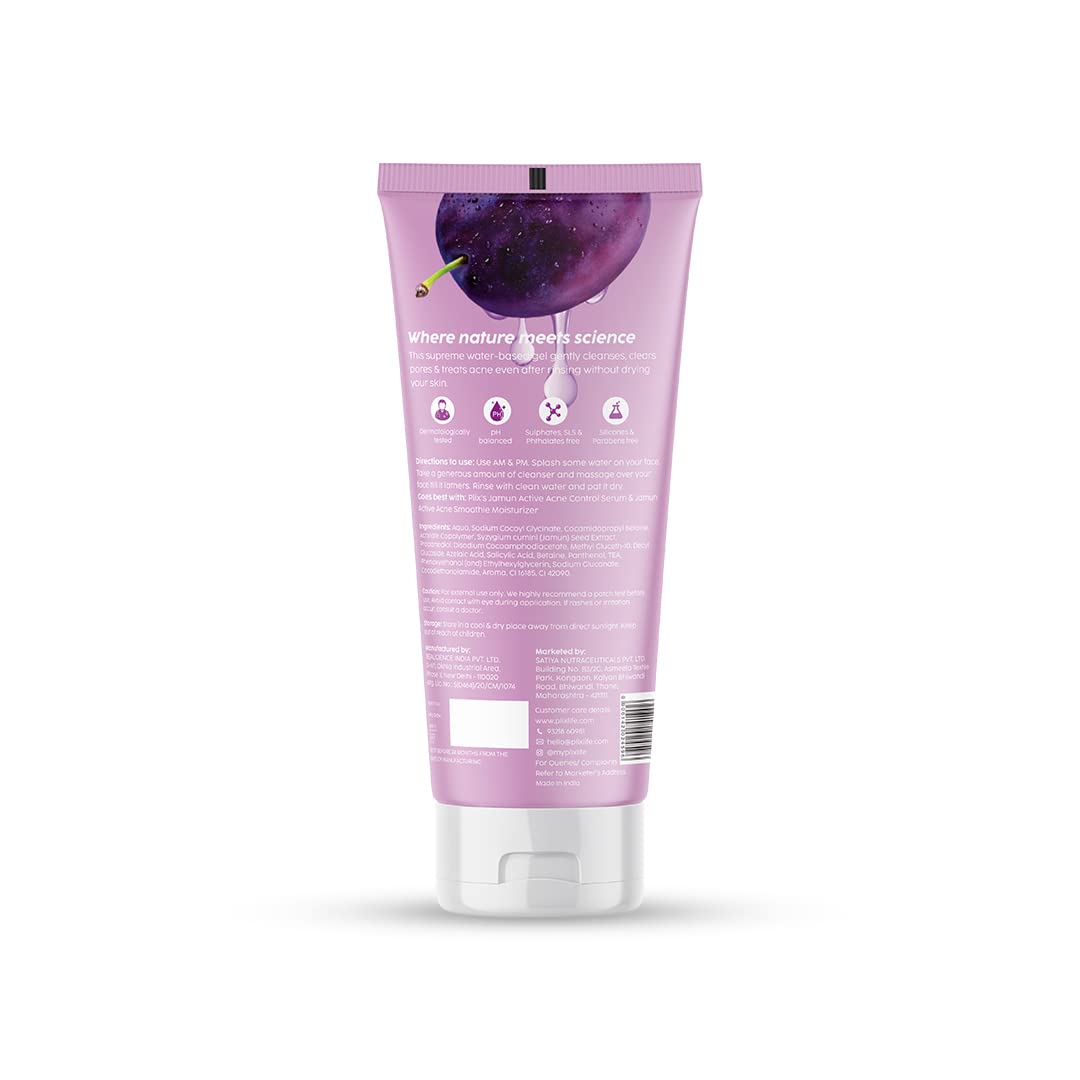 The Plant Fix Plix PLIX - THE PLANT FIX 0.5% w/w Salicylic Acid Jamun Face Wash Cleanser Gel (100 ml, Pack of 2) For Active Acne & Oil Control, For Breakouts | Oily & Acne Prone Skin | Women & Men