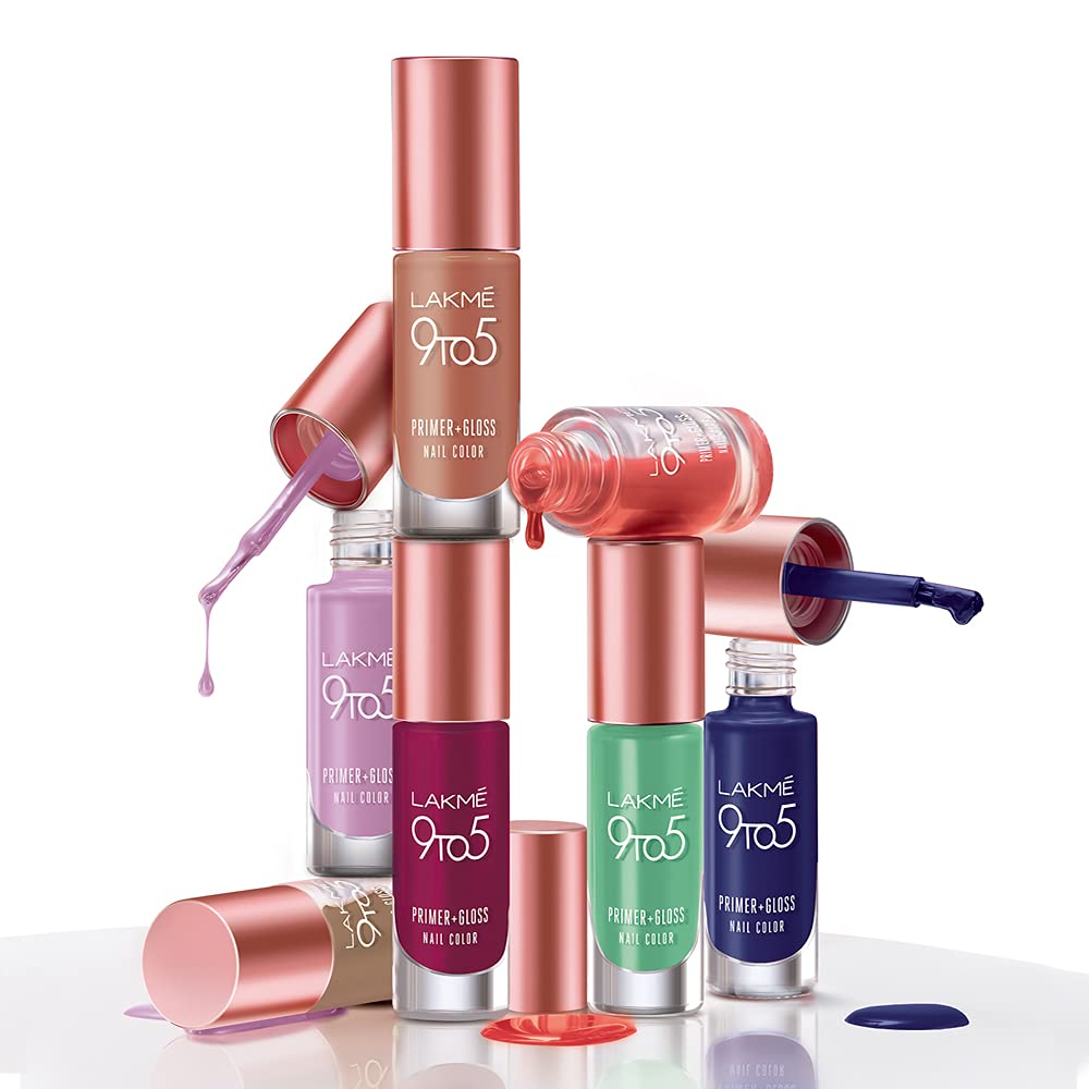 Lakmé 9To5 Primer + Glossy Finish Nail Colour|| Mint Twist|| 6 Ml