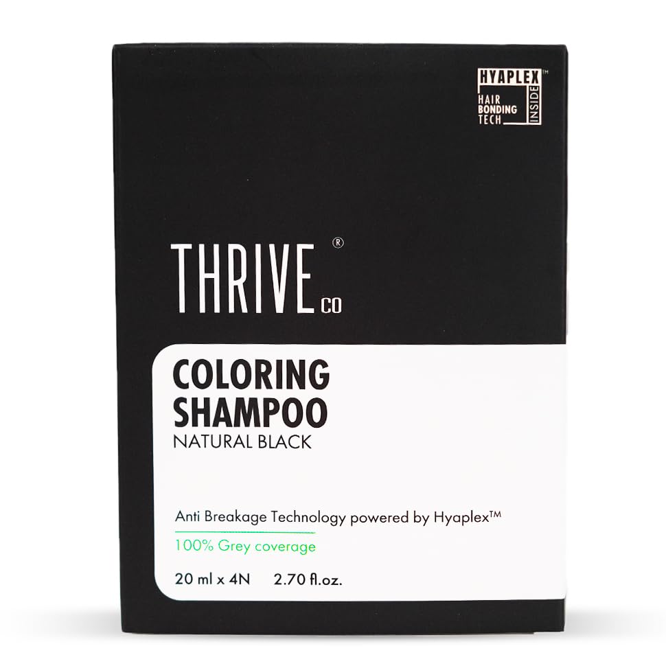 ThriveCo Damage-Free Hair Color Kit With 5-MIN COLORING SHAMPOO(Natural Black) + COLOR PROTECTION SHAMPOO (250ml) | 100% Grey Coverage |Prevents Color Fading & & Repairs Damage