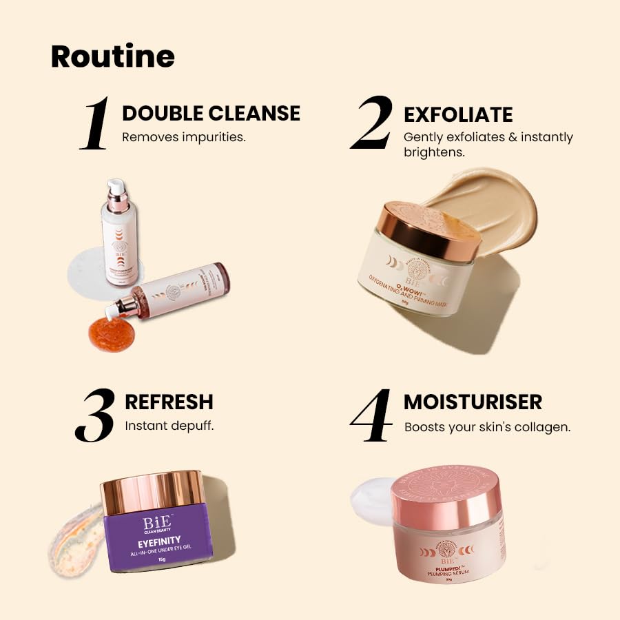 BiE O2WOW Oxygenating & Firming Face Mask | Detan, Pigmentation & Dark Spot Care | Instant Tan Removal | Acai Berry, Ginseng Stem Cells & Vital Oxygen | All Skin Types | 20gm