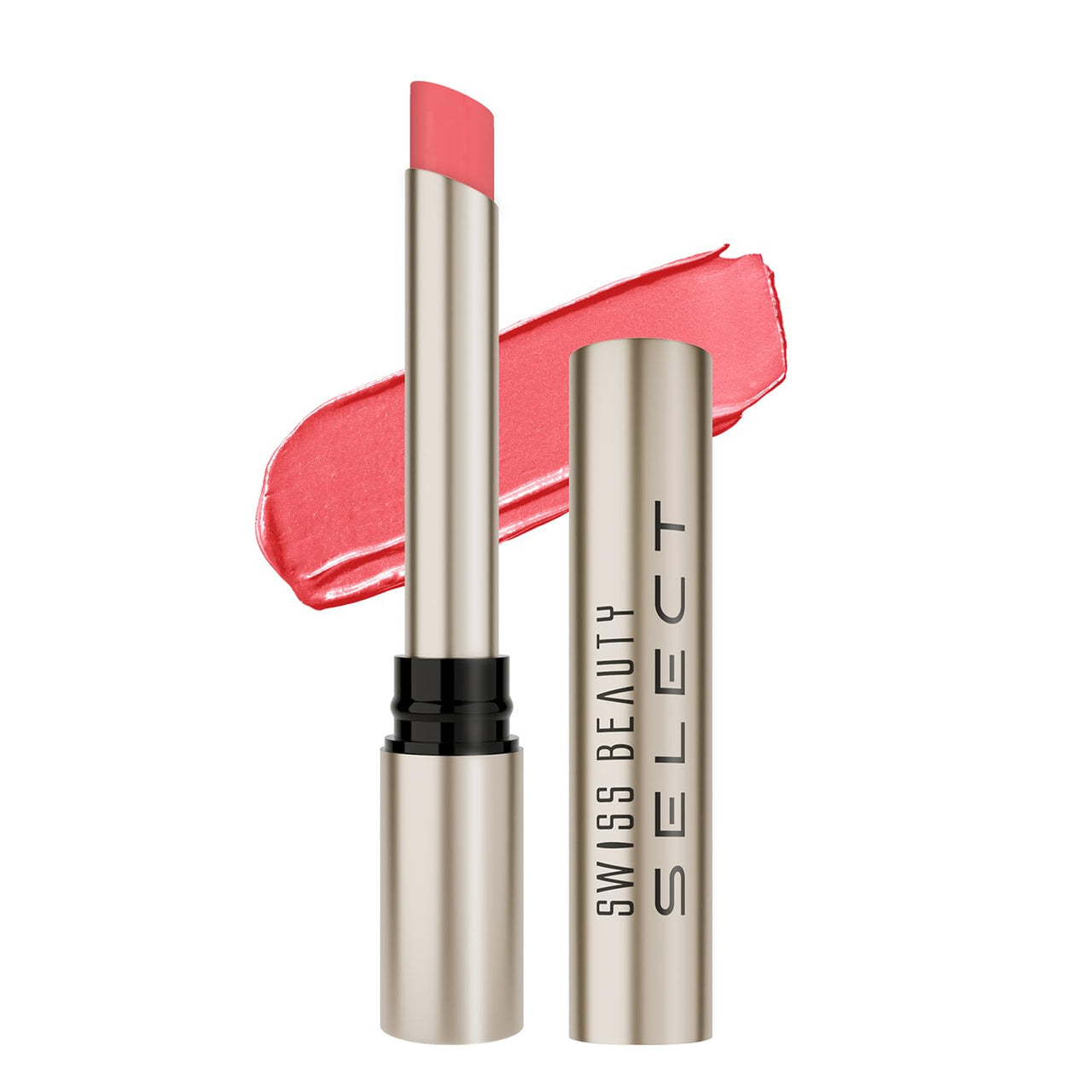 Swiss Beauty Select High On Shine Creamy Lipstick | With Mirror-shine finish | Enriched with Vitamin E | Shade- Powerful Pink, 1g |