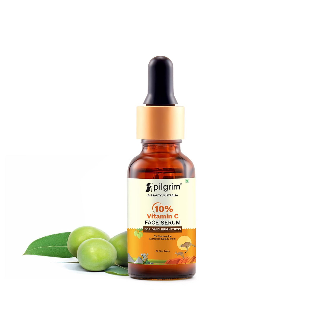 Pilgrim 10% Vitamin C Face Serum For Daily Brightness 30 ml | Face serum for glowing skin | Reduces Dark Spots & Evens Skin Tone | For Oily, Combination, Normal Skin Types | Fragrance Free | For Men and Women