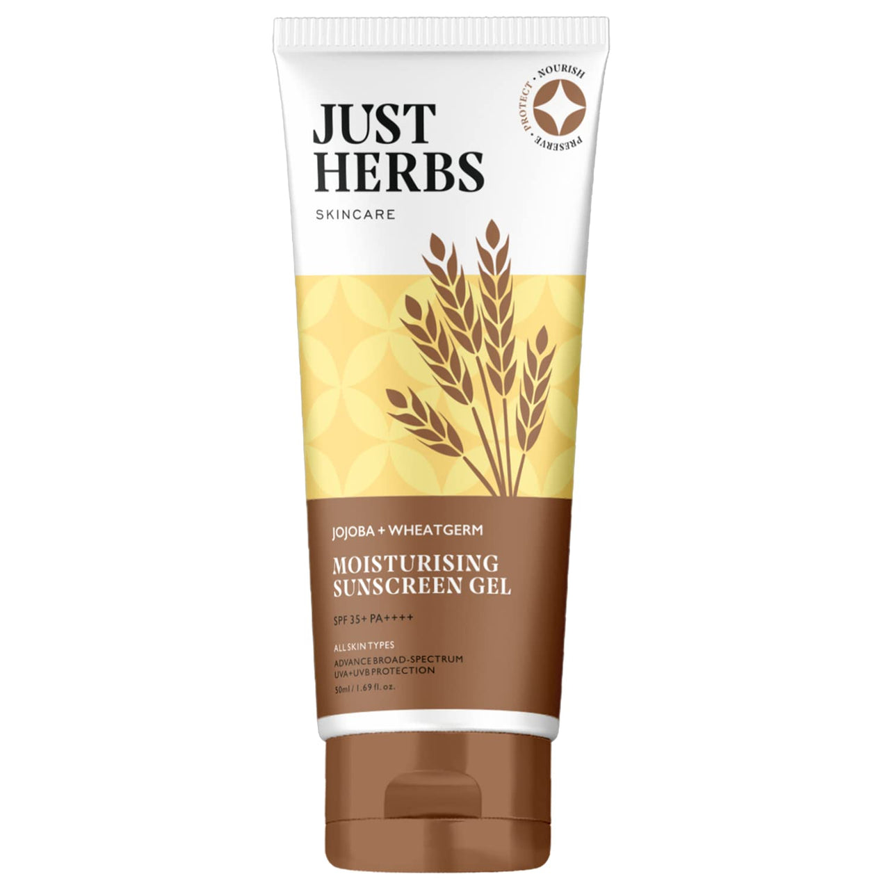 Just Herbs Spf 35+ Nosun Sunscreen For All Skin Types Gel, Lightweight, Broad Spectrum Pa 35++++- 50Ml & Skin-Rejuvenating Ayurvedic Face Wash Cleanser - 100 Ml Combo, Pack Of 1