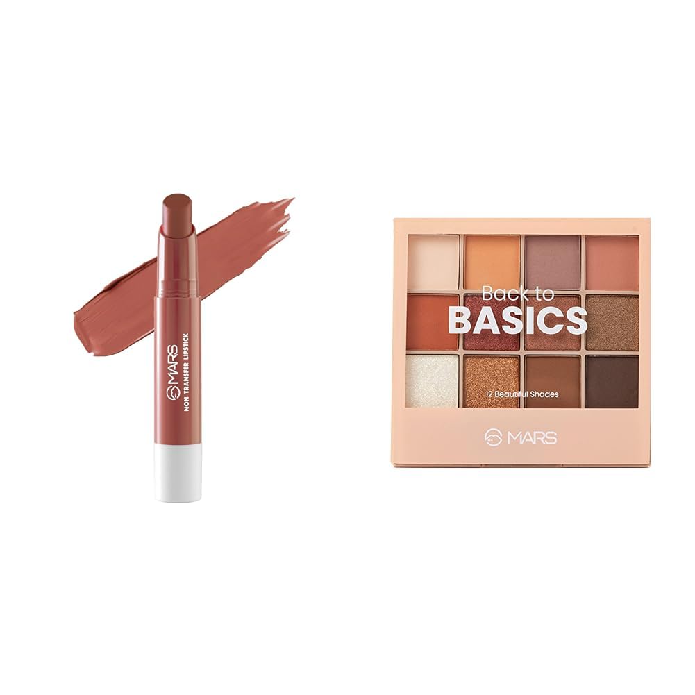 MARS Matte Super Stay Lipstick Waterproof Lipstick for Women (2.6 gm) (10-ROYALTY) 12 Shades Back to Basics Eyeshadow Palette with Free Applicator (14.4 gm) (Shade-02)