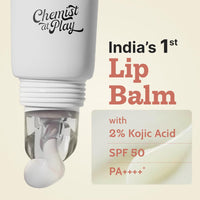 Chemist At Play Vanilla Tinted Lip Balm for Dark, Dry, Chapped and Pigmented Lips| Gives 24 hours moisturization| SPF 50 PA+++| For Women & Men| Has 2% Kojic Acid, Hyaluronic Acid, ceramides & Peptides| 10gms