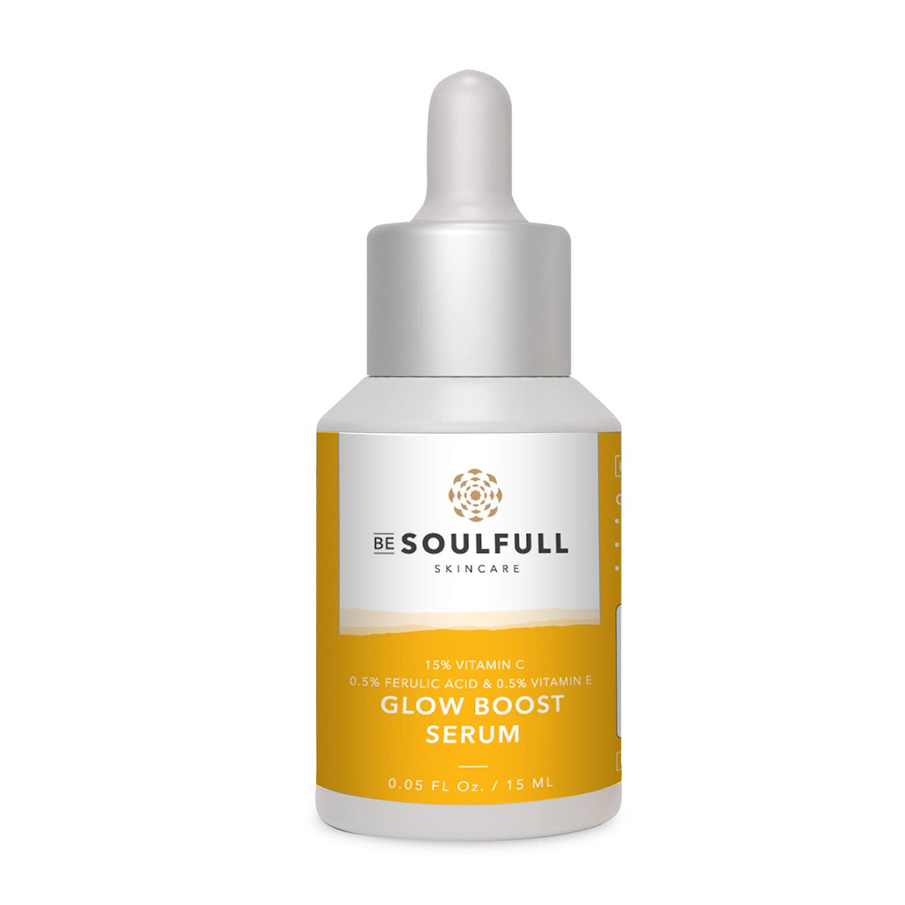 BE SOULFULL 15% Vitamin C Serum with 0.5% Ferulic Acid & 0.5% Vitamin E for Glowing Skin-Skin Brightening Serum-Antioxidant Serum-Reduce Wrinkles & Dark Spots, 15ml / 0.05 Fl Oz
