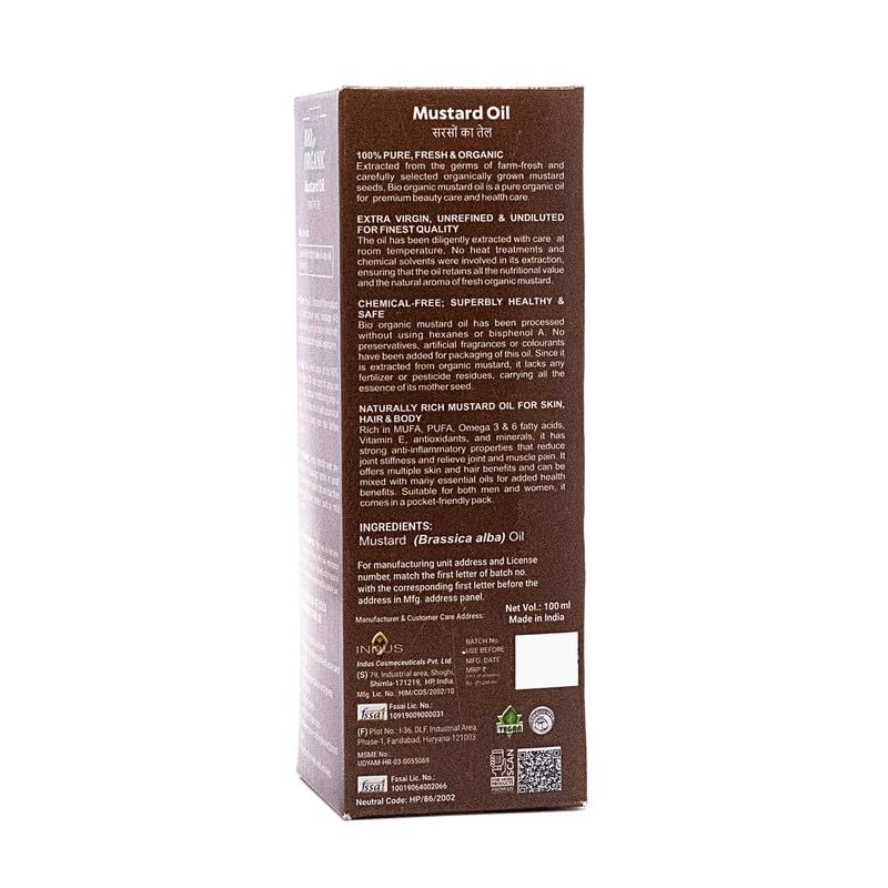 INDUS VALLEY 100% Natural Cold Pressed (Mustard Carrier Oil (100ml))