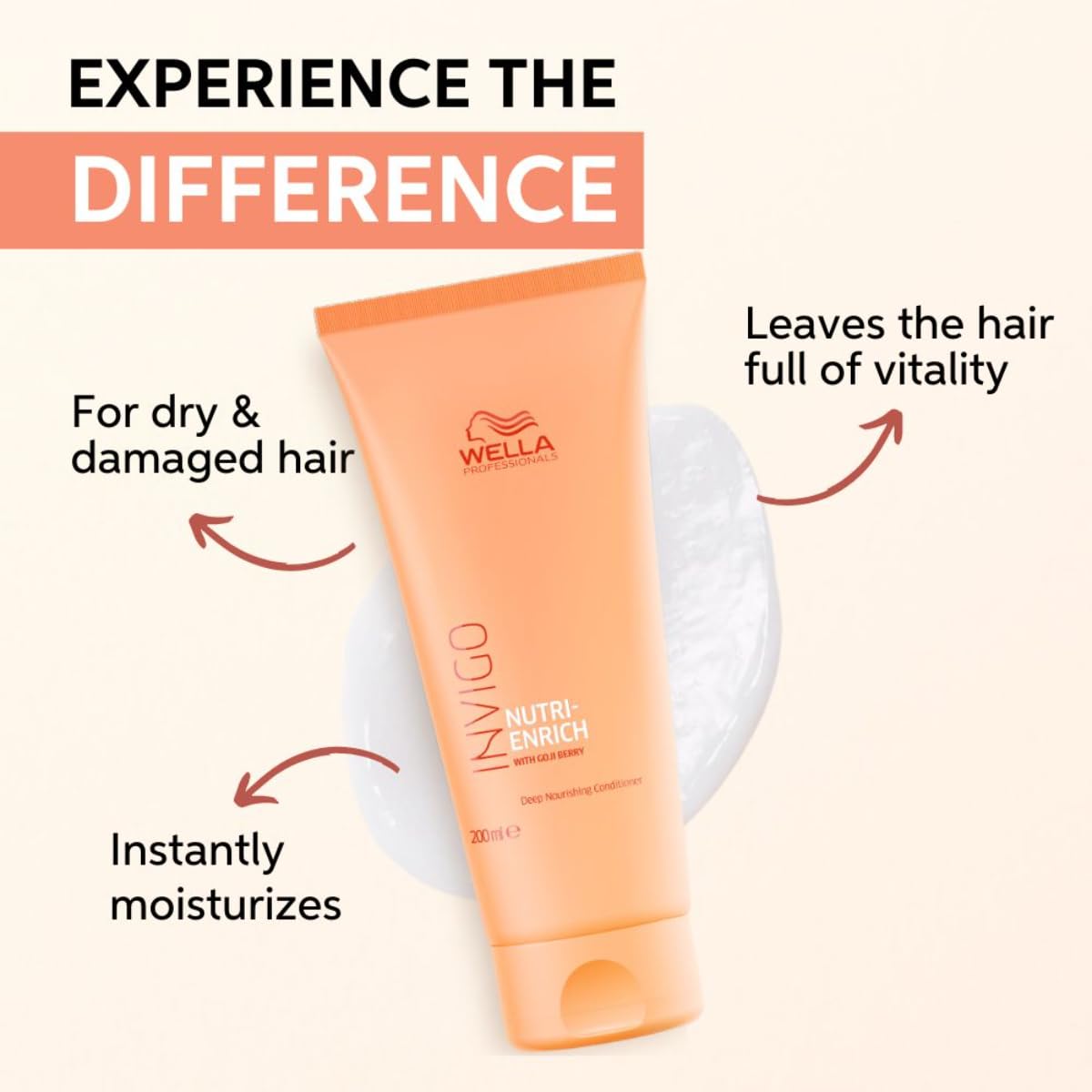 Wella Professionals Invigo Nutri-Enrich Conditioner | Deep Conditioning for Dry, Frizzy & Damaged Hair | 200 ml | With Goji Berry & Vitamin E