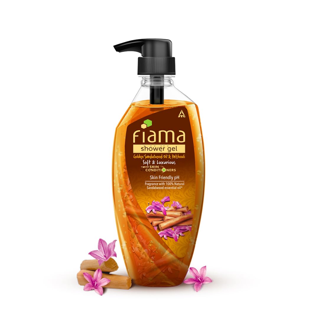 Fiama Body Wash Shower Gel Golden Sandalwood Oil and Patchouli, 500ml, Body Wash for Women & Men with Skin Conditioners for Soft and Luxurious Skin, Suitable for All Skin Types