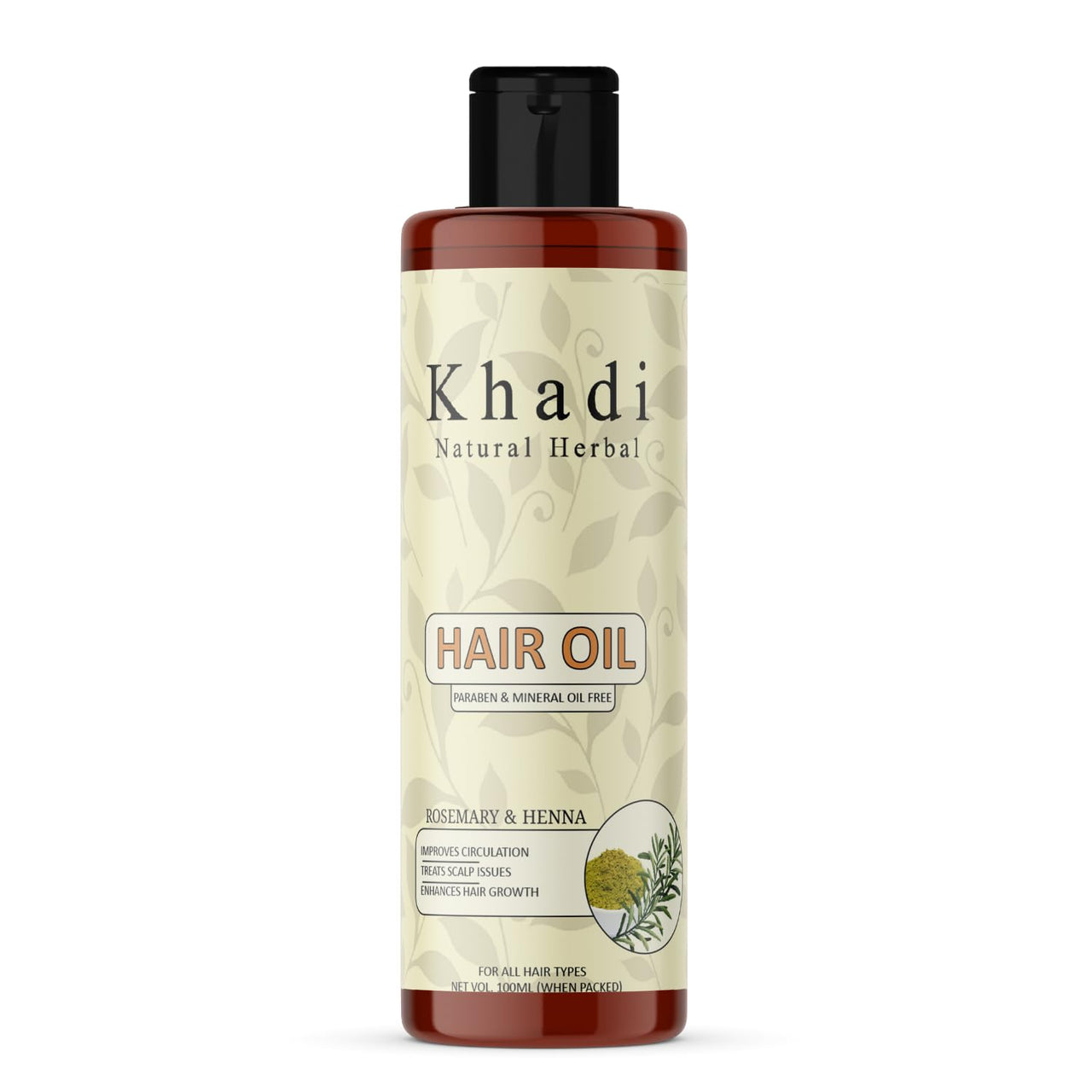 Khadi Natural Herbal Rosemary And Henna Hair Oil | Enriched With Amla & Bhringraj Extract Strengthen & Nourished Hair | Improve Circulation & Treat Scalp Issues | Pure & Natural Paraben & Mineral Oil Free Rosemary Oil 100ml