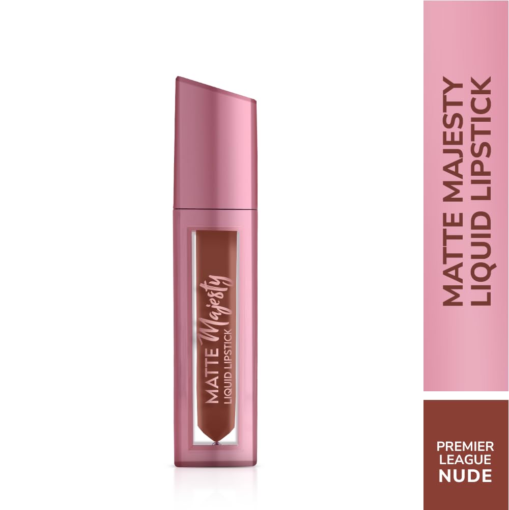 MATTE Majesty Liquid Lipstick Smudged Proof Long Lasting Highly Pigmented Water Proof Matte Liquid Lipstick (Premiere Leaug Nude)