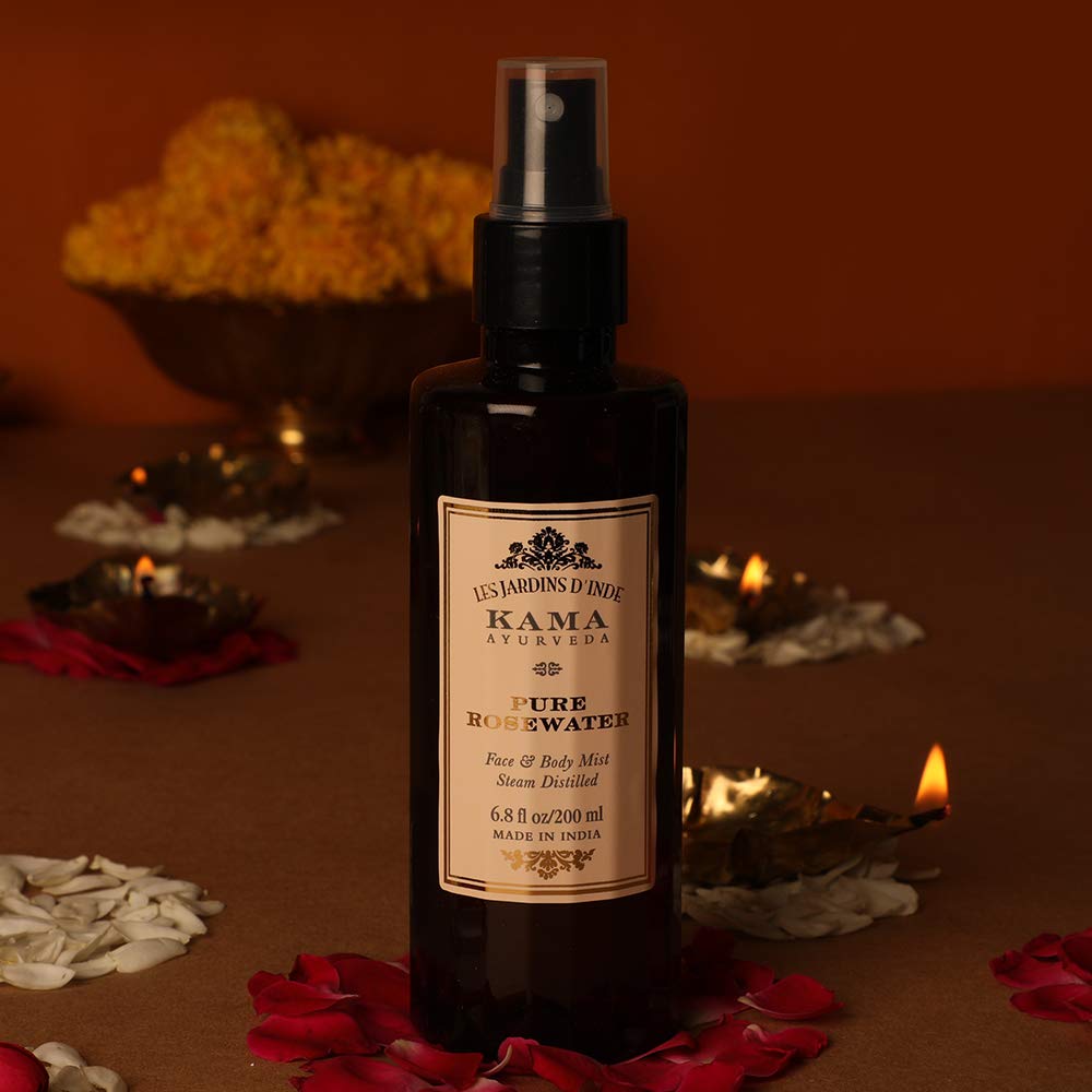 Kama Ayurveda Pure Rose Water Face and Body Mist, 6.7 Fl Oz & Kama Ayurveda Rose and Jasmine Face Cleanser with the Pure Essential Oils of Rose and Jasmine, 100ml