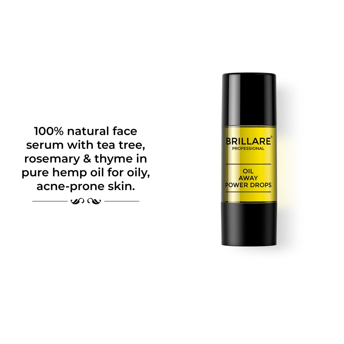 Brillare Professional Oil Away Power Drops, 100% Natural Face Serum With Tea Tree and Rosemary (15 ML), Zero Chemicals