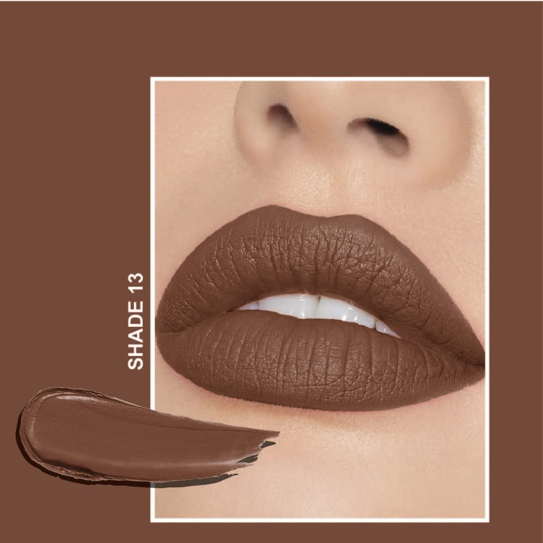 FLiCKA Tomato Bullet Matte Lipstick| Non-transfer Lipstick, Waterproof, Hydrating, Moisturizing, Upto 6Hrs, Shade 13, 4g