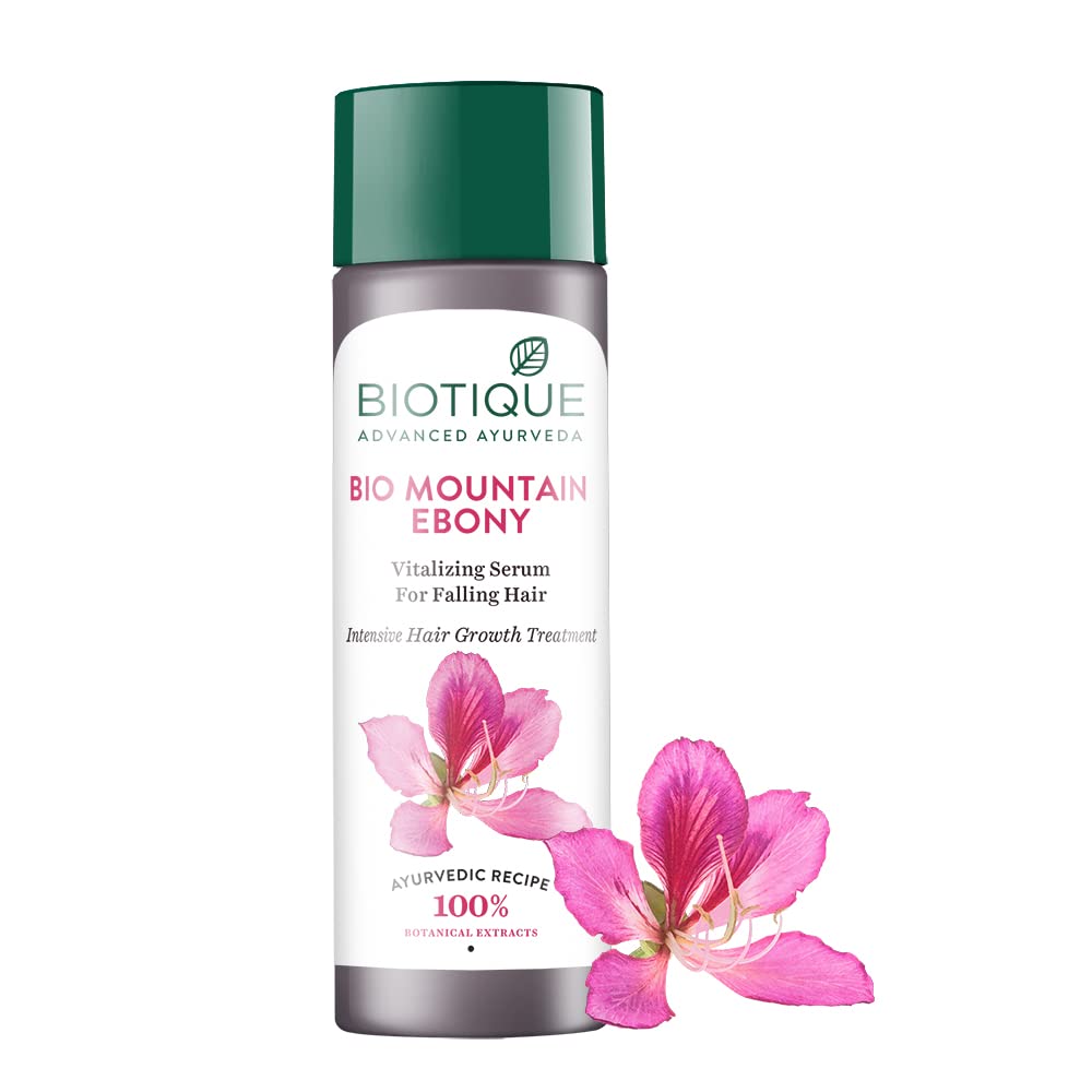 Biotique Mountain Ebony Vitalizing Serum | Prevents Hair Fall & Soothes Scalp| Promotes Hair Growth | 100% Botanical Extracts | Suitable for All Skin Types | 120ml