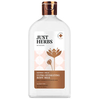 Just Herbs Saffron + Malai Nourishing Body Milk Lotion- 300ml & Just Herbs Body Lotion For Dry Normal & Combination Skin Nourishing Body Milk With Coconut + Almond - 300ml Combo
