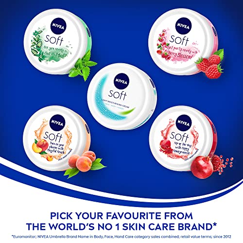 NIVEA Soft Light Moisturizer 200ml | Playful Peach | For Face, Hand & Body, Instant Hydration | Non-Greasy Cream | With Vitamin E & Jojoba Oil | All Skin Types