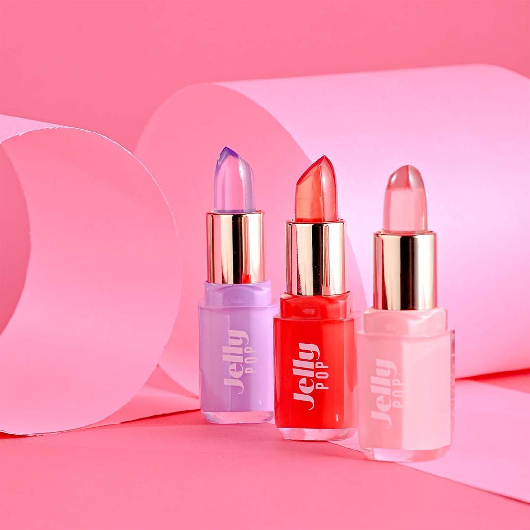 Glam 21 Jelly Pop Fruity Gel Lipstick| Moisturising | Glossy Finish | Gives A Natural Colour | Lightweight | Cranberry Pink & Blueberry Purple - Pack Of 2