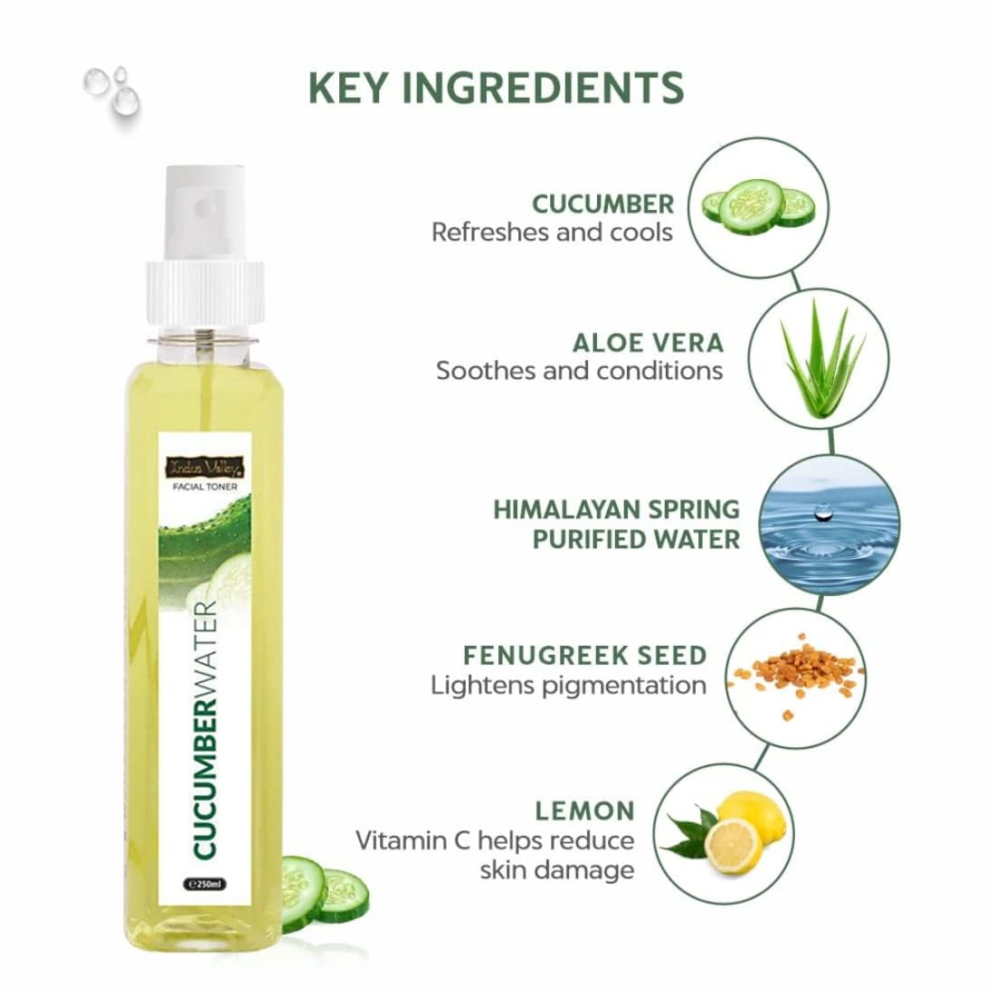 INDUS VALLEY Natural Cow's Milk Yogurt & Honey Depigmentation Gel with Cucumber Water Toner for Face | 50 ml + 250 ml