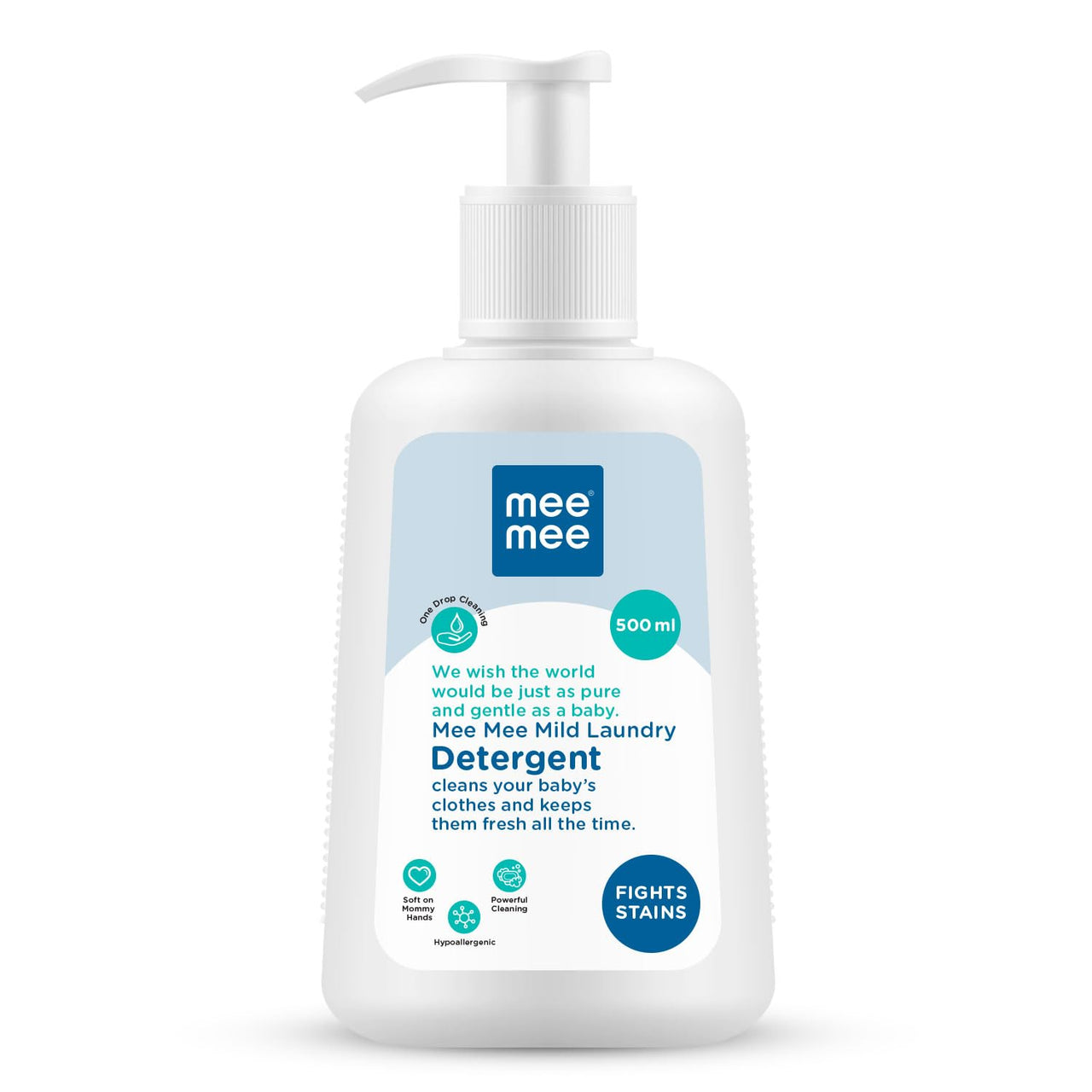 Mee Mee Baby Liquid Detergent 500 ml | Ph balanced, Free from Harsh Chemicals, Safe for mother's hands & baby's skin | Anti-Bacterial, Removes Stains & Odor with One Drop, Hypoallergenic