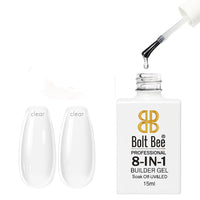 Bolt Bee 8-in-1 Nail Glue Gel – Builder Gel for Nail Extension, Repair, Strengthening, Apex Building, Blooming & Rhinestone Fixing – Soak Off UV/LED Gel, 15ml