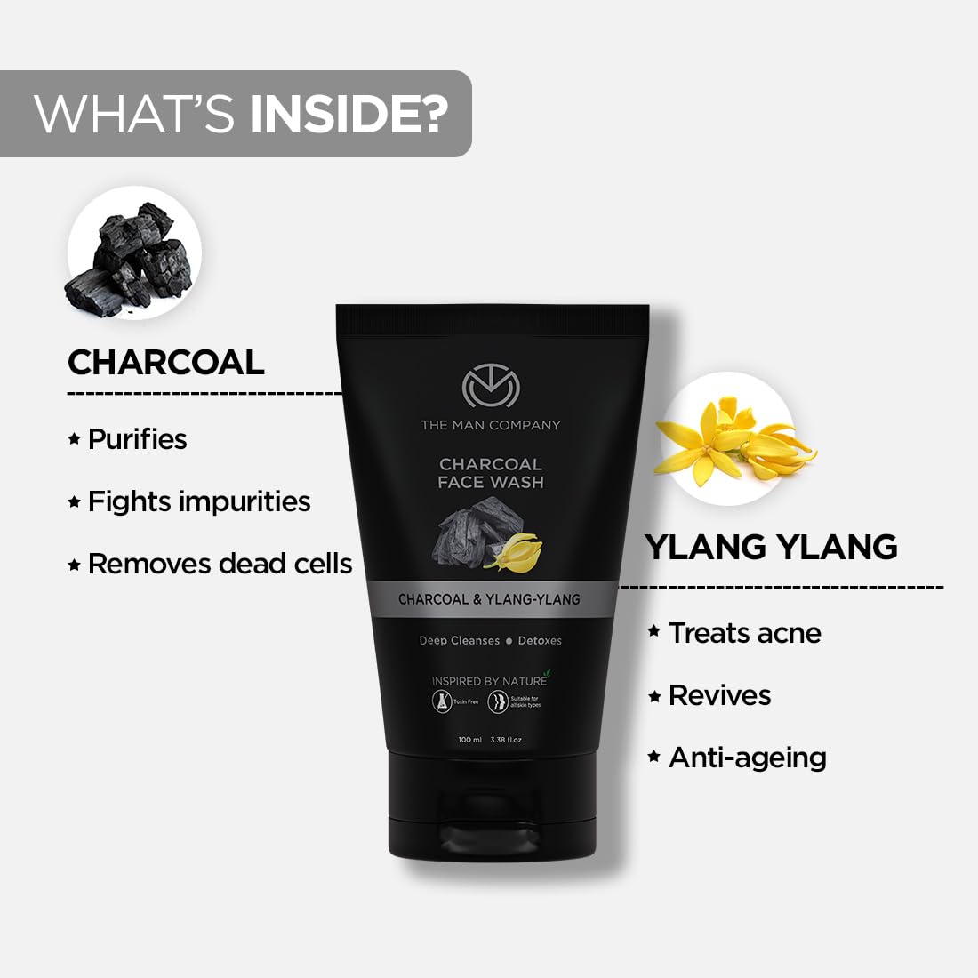 The Man Company Face Cleanser Kit (Charcoal Peel Off+ Charcoal face wash + Charcoal Scrub) - Pack of 3