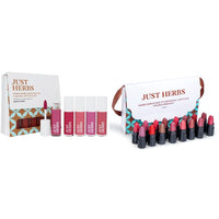 Just Herbs Ayurvedic Liquid Lipstick Kit Set of 5 with Hydrating & Lightweight Lip Colours (Brights & Pinks) & Just Herbs Ayurvedic Creamy Matte Lipstick Set38gm (Pack of 16)