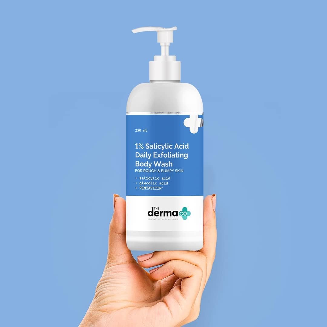 The Derma Co 1% Salicylic Acid Daily Exfoliating Body Wash with Salicylic Acid, Glycolic Acid & PENTAVITIN® - 250ml | | Helps to Prevent Body Acne & Cleanse Skin (Pack of 2)