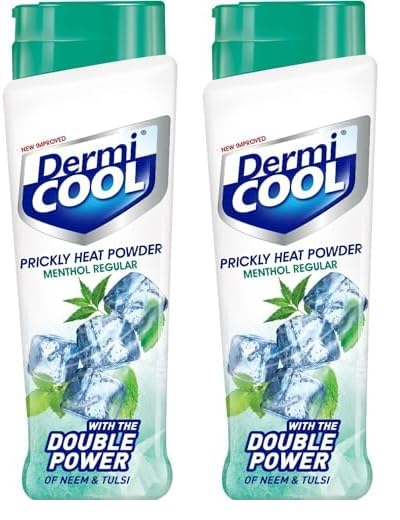 Dermi Cool Menthol Regular Prickly Heat Powder 400g (Pack of 2)