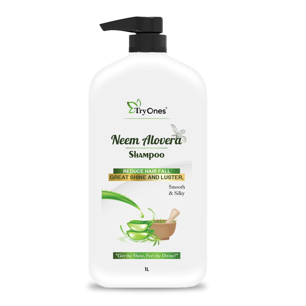 TryOnes Neem & Aloe vera Shampoo Anti Dandruff & Anti Hair Fall Herbal Hair Cleanser/Shampoo| Gets hair rid of Dandruff 1000 ml