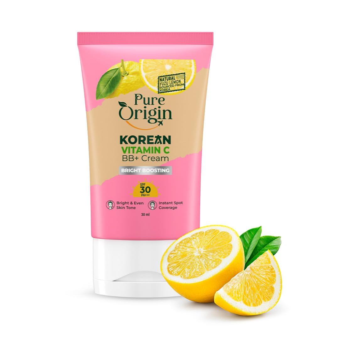 Pure Origin Korean Vitamin C Bright Boosting Light Gel Sunscreen 50 PA++++ & Bright Boosting BB+ Cream Combo | Light Gel Texture sunscreen, No White Cast | Non Irritant | for sun protection | Brighter and Glowing skin | For women and men | For all skin ty