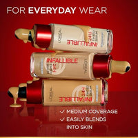 L’Oréal Paris Infallible 24H Tinted Serum Foundation, Light-weight Coverage, Dewy & Radiant Finish, Transfer-proof, 30ml