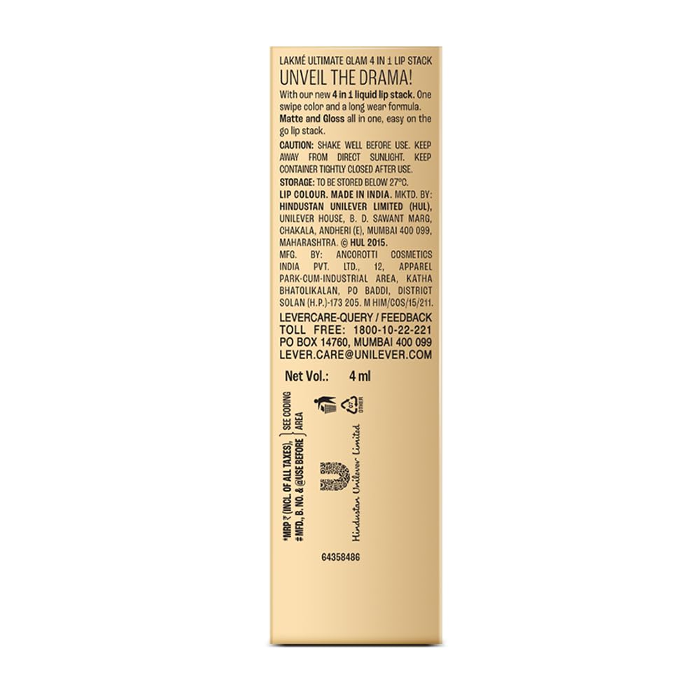 Lakmé Ultimate Glam 4 In 1 Matte Lip Stack, Party Chic 4Ml