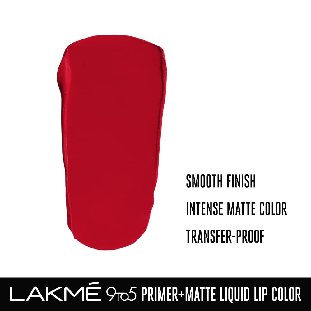 Lakmé 9to5 Primer + Matte Liquid Lip Color MB2 Intense Latte & Lakmé 9to5 Primer + Matte Liquid Lip Color MR3 Vivid Crimson Combo