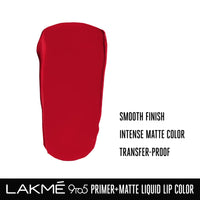 Lakmé 9to5 Primer + Matte Liquid Lip Color MB2 Intense Latte & Lakmé 9to5 Primer + Matte Liquid Lip Color MR3 Vivid Crimson Combo