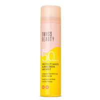 Swiss Beauty Protect Maxx Sunscreen Air Mist | SPF 50 PA+++ | With Niacinamide | UVA+UVB Protection | Even Over Makeup | For Face & Body | 80ml