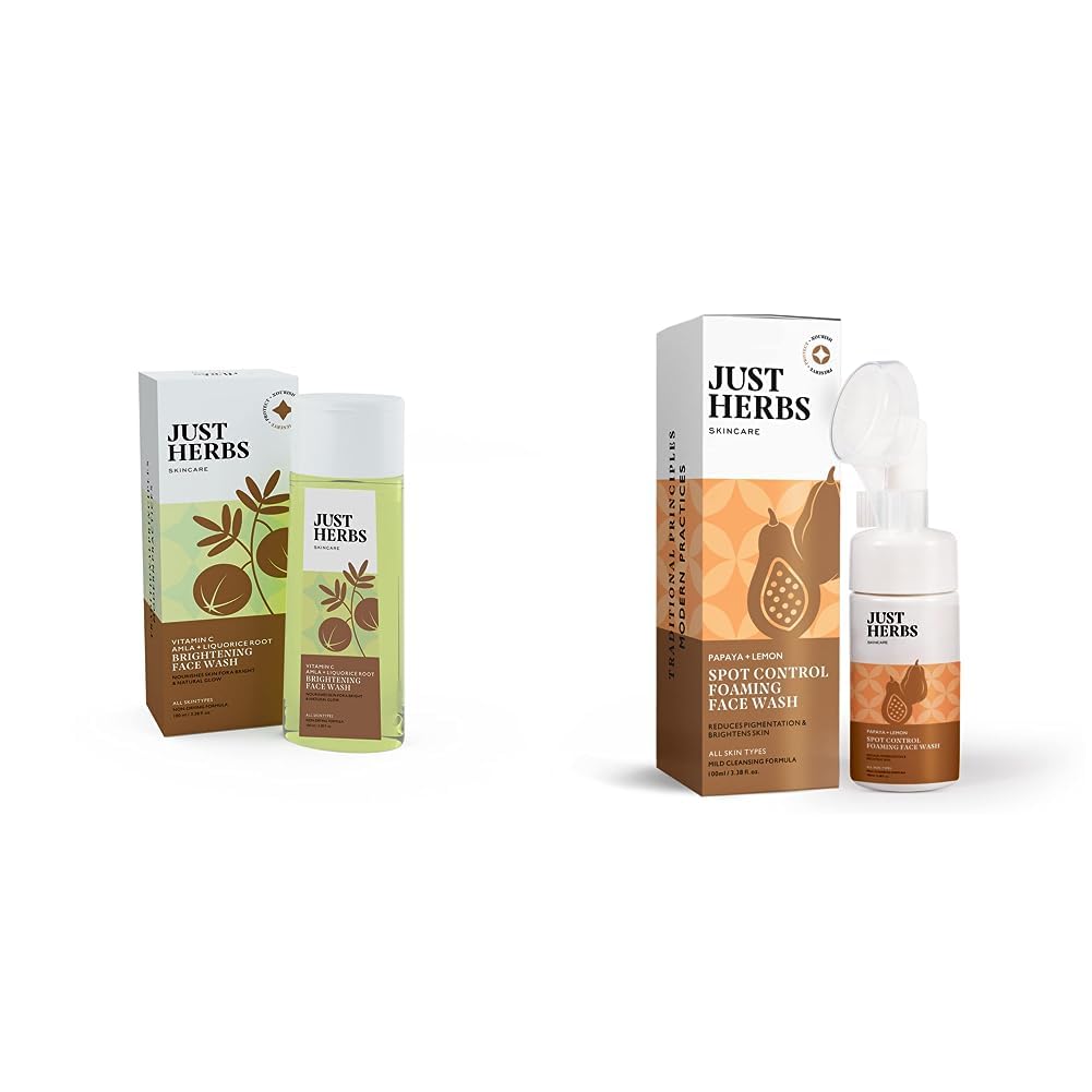 Just Herbs Skin-Rejuvenating Ayurvedic Face Wash Cleanser - 100 ML & Just Herbs Brightening Foaming Face Wash- 100ml Combo