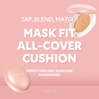 TIRTIR Mask All-Cover Cushion Foundation | Full coverage, Skin fit, Satin Glow Finish | Korean Cushion Foundation #13N | FAIR IFFFFFFFFFVORY, 4.5g