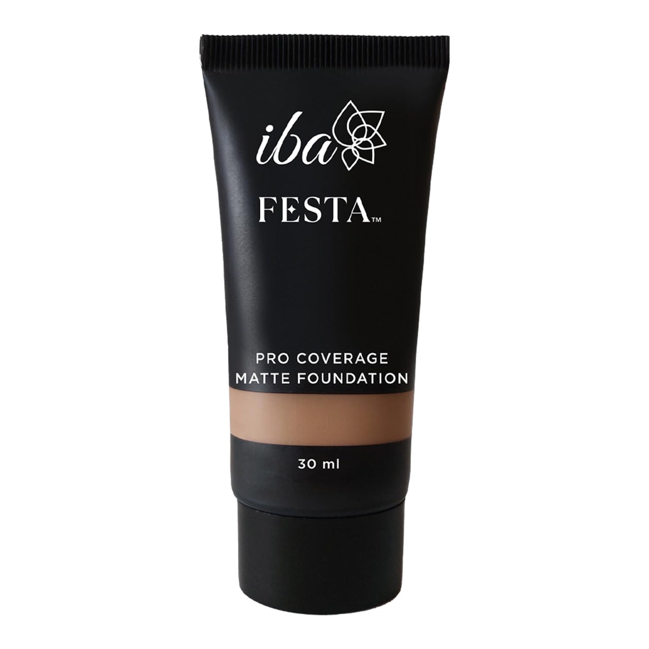 Iba Festa PRO Coverage Matte Foundation - 04 Caramel Beige, 30ml | Long Lasting | Lightweight | Oil Free & Matte Finish | 100% Natural Vegan & Cruelty-Free