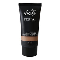 Iba Festa PRO Coverage Matte Foundation - 04 Caramel Beige, 30ml | Long Lasting | Lightweight | Oil Free & Matte Finish | 100% Natural Vegan & Cruelty-Free