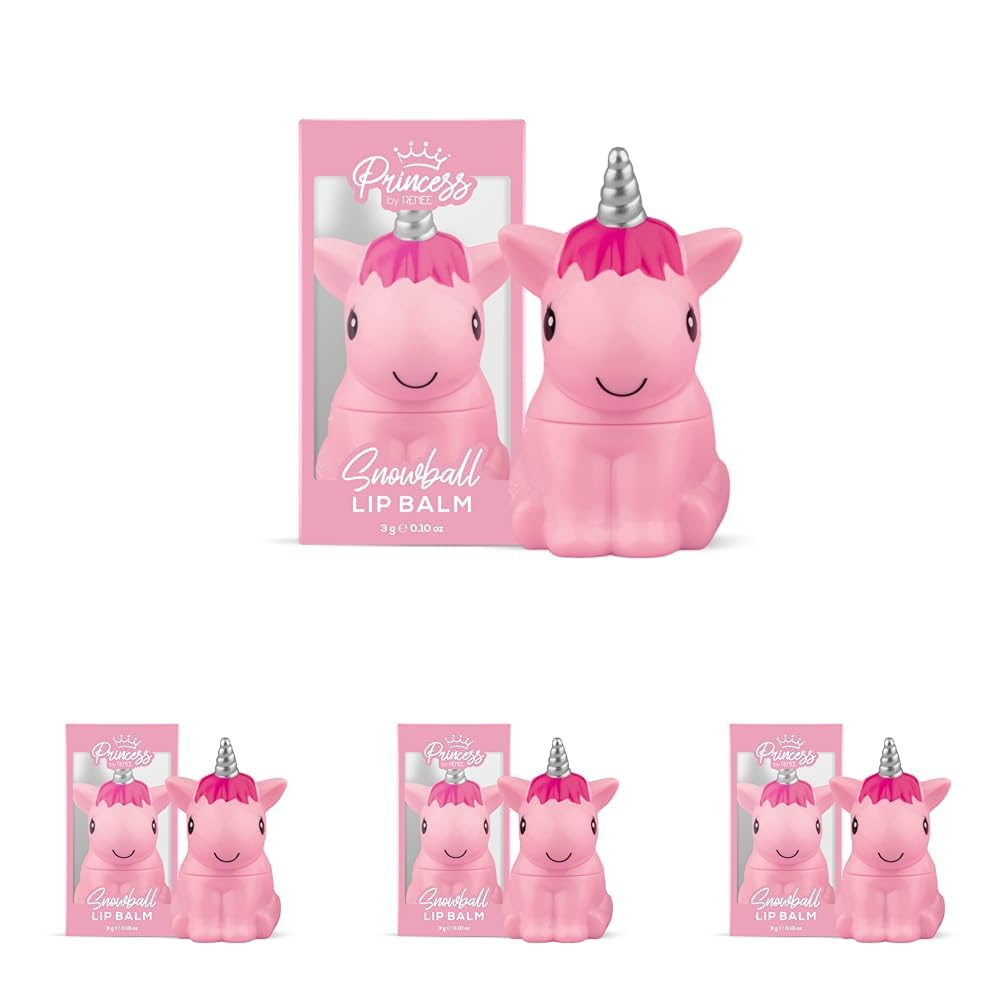 RENEE Princess Snowball Lip Balm 3gm for Pre-teen Girls | Color - Pink | Enriched With Shea Butter, Cocoa Butter & Vitamin E| Cruelty Free & Vegan (Pack of 4)