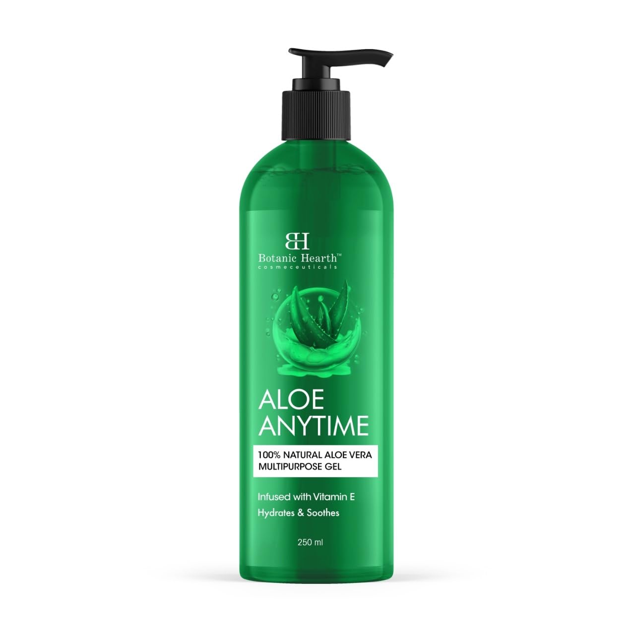 Botanic Hearth Aloe Vera Gel for Face, Skin & Hair – 250ml - 100% Natural, Sunburn Relief, Skin Calming, Deep Hydration & Repair with Aloevera, Non-Greasy, Moisturizing Formula for Men & Women