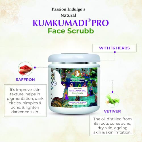 Passion Indulge Kumkumadi oil Face Scrub for glowing skin KUMKUMADI PRO-500 gm, Professional face scrub for all skin type