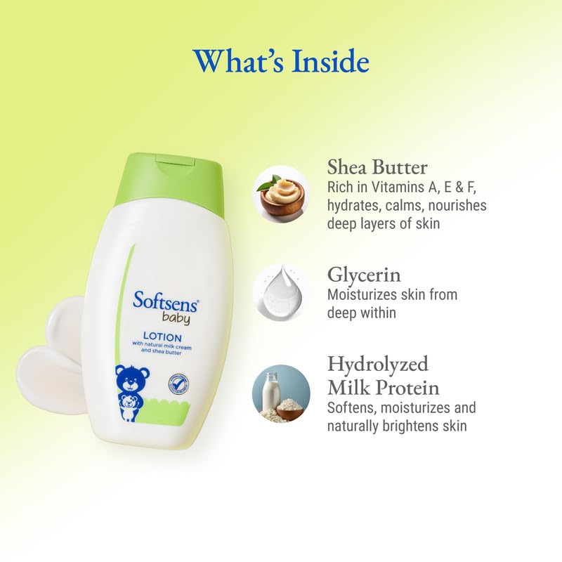 Softsens Baby Nourishing Lotion with Milk Cream & Shea Butter For Face & Body, Moisturizer for Kids 200ML (Pack of 1)